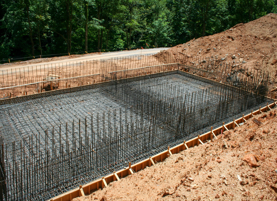 Rebar in position during concrete construction of a new wastewater treatment plant.